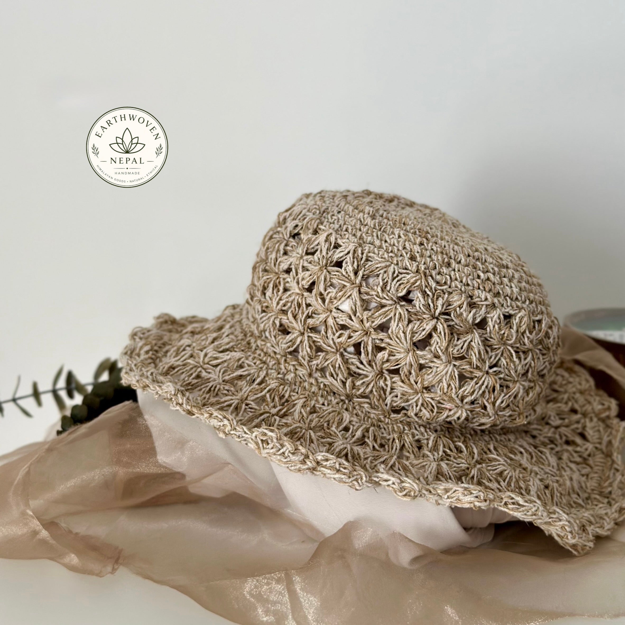Handmade Sun Hat – Fair Trade Organic Hemp & Cotton, Adjustable Brim